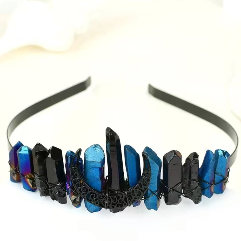 Crystal Quartz Tiara - Black and Navy Blue